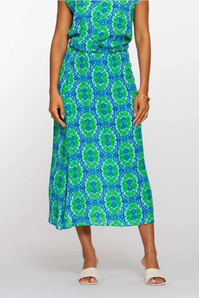 MIDI ROK MET TILE DESSIN EN LUREX 56315 20 000625 BLUE/GREEN